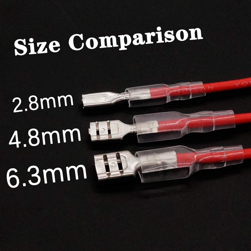 Twidec/20Pcs 4.8Mm And 6.3Mm Female Spade Crimp Terminal With Insulating Sleeve And Wire Red + Black Female Spade Quick Splice Assortment Kit - Image 4
